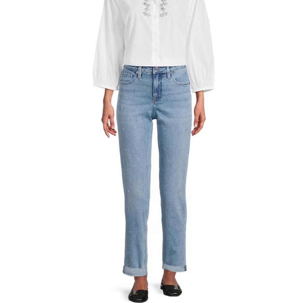 NEW Tommy Bahama Sparkling Crystal Mid Rise Slim Boyfriend Jeans size 4